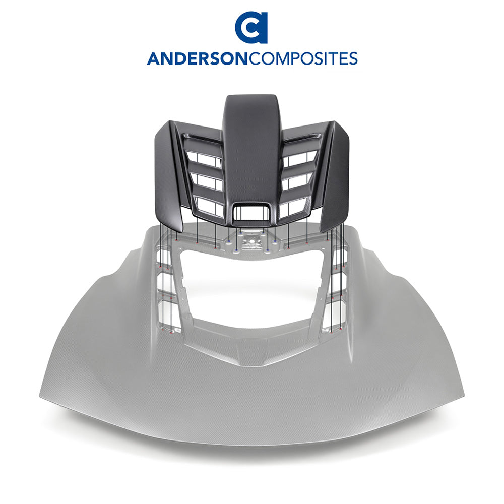 2020-2024年式 シボレー コルベット C8用 アンダーソン コンポジッツ製 ドライカーボンファイバー製 ルーフスクープ Anderson Composites Dry Carbon Roof Scoop For 2020-2024 Chevrolet Corvette C8 Coupe (消費税、送料込み)