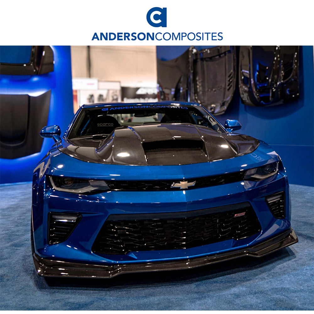 2016-2024年式シボレーカマロ用 アンダーソン コンポジッツ AZタイプ カーボンファイバー製フロントスポイラー Anderson Composites Type-AZ Carbon Fiber Front Chin Spoiler For 2016-2024 Chevrolet Camaro SS (消費税、送料込み)