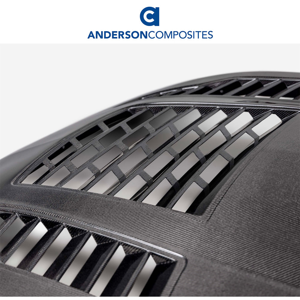 2024-2025年式フォード マスタング用 アンダーソン コンポジッツ GT4タイプ カーボンファイバー製両面ボンネット Anderson Composites Type-GT4 Double-Sided Carbon Fiber Hood For 2024-2025 Ford Mustang (消費税、送料込み)