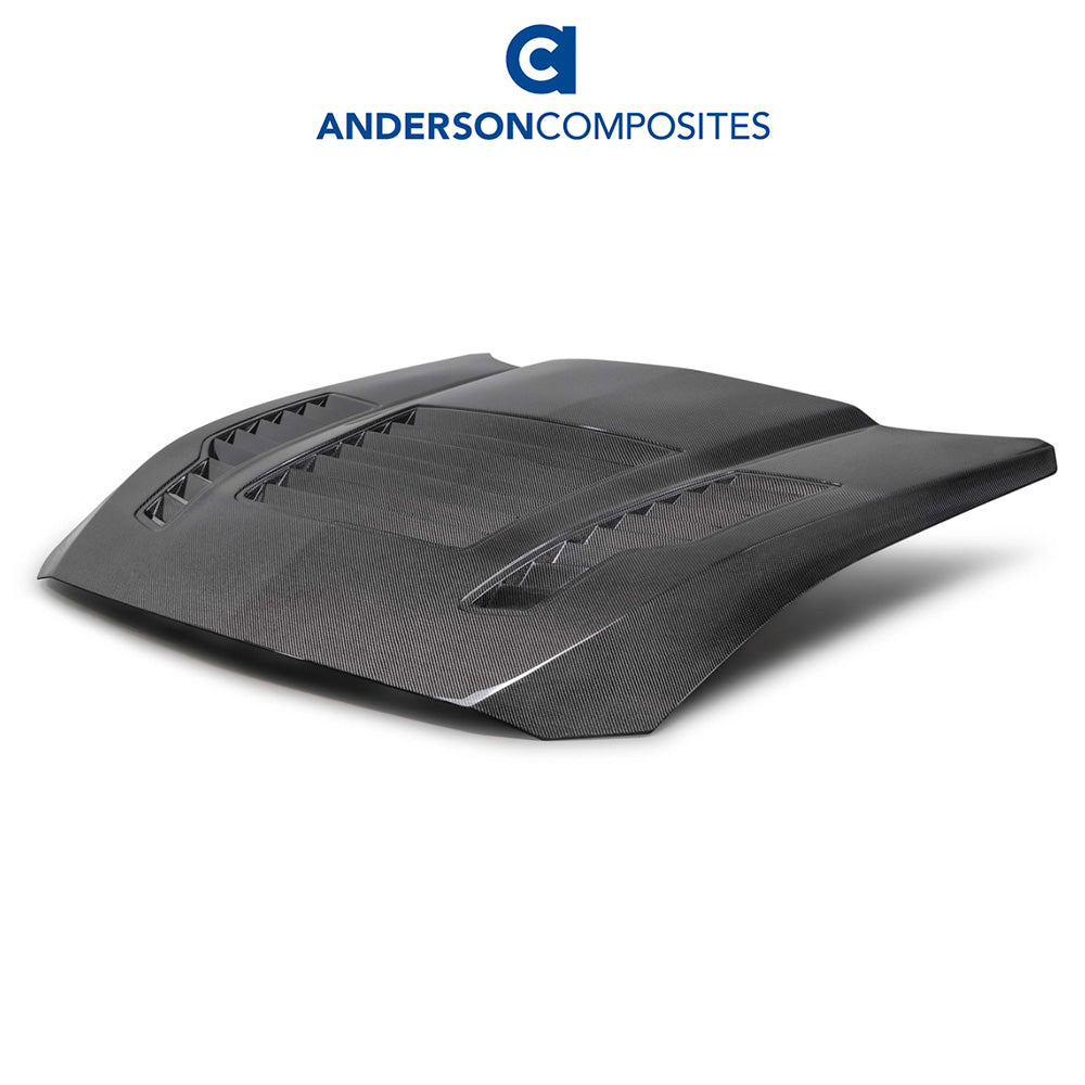 2024-2025年式フォード マスタング用 アンダーソン コンポジッツ GT4タイプ カーボンファイバー製両面ボンネット Anderson Composites Type-GT4 Double-Sided Carbon Fiber Hood For 2024-2025 Ford Mustang (消費税、送料込み)