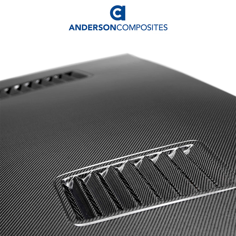 2018-2023年式フォード マスタング用 アンダーソン コンポジッツ SNタイプ カーボンファイバー製両面ボンネット Anderson Composites Type-SN Double Sided Carbon Fiber Hood For 2018-2023 Ford Mustang (消費税、送料込み)
