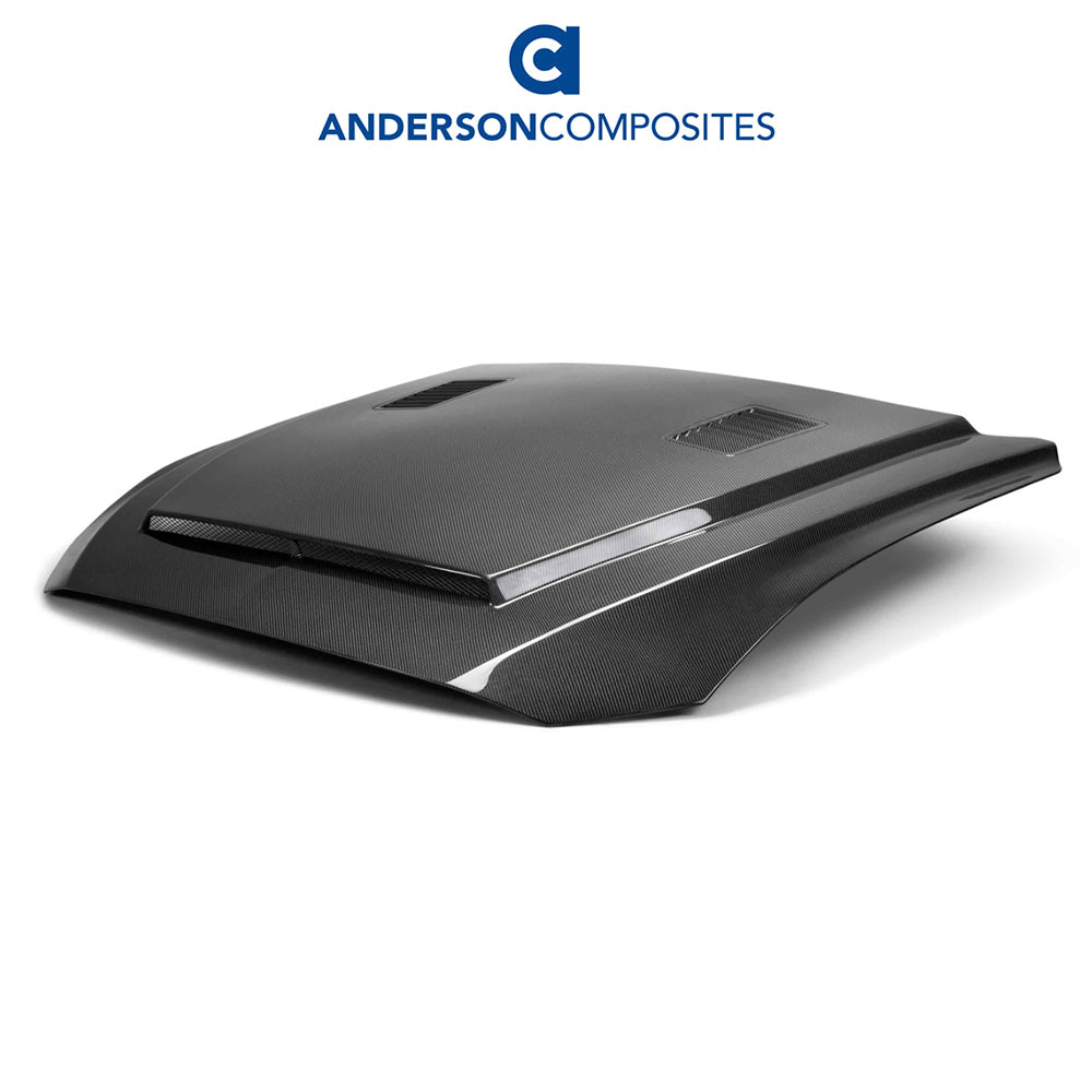 2018-2023年式フォード マスタング用 アンダーソン コンポジッツ SNタイプ カーボンファイバー製両面ボンネット Anderson Composites Type-SN Double Sided Carbon Fiber Hood For 2018-2023 Ford Mustang (消費税、送料込み)