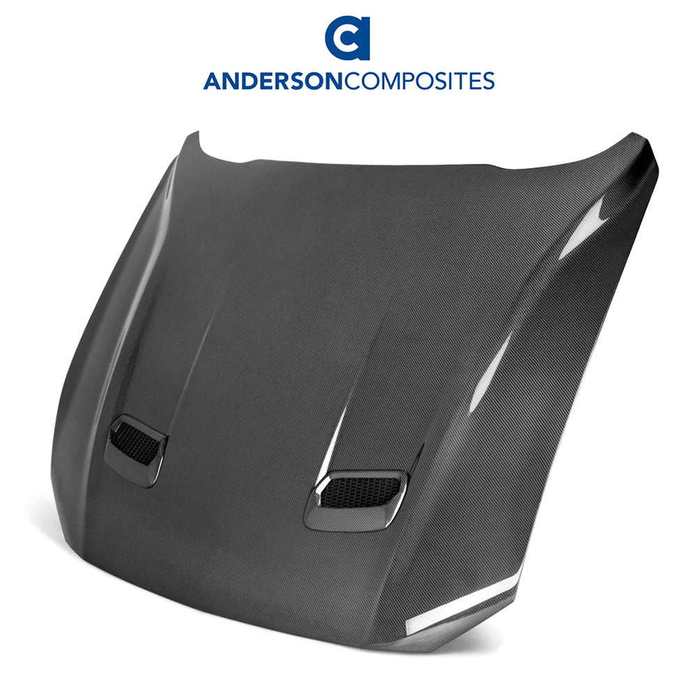 2018-2023年式フォード マスタング用 アンダーソン コンポジッツ 純正タイプ カーボンファイバー製両面ボンネット Anderson Composites Type-OE Double Sided Carbon Fiber Hood For 2018-2023 Ford Mustang (消費税、送料込み)