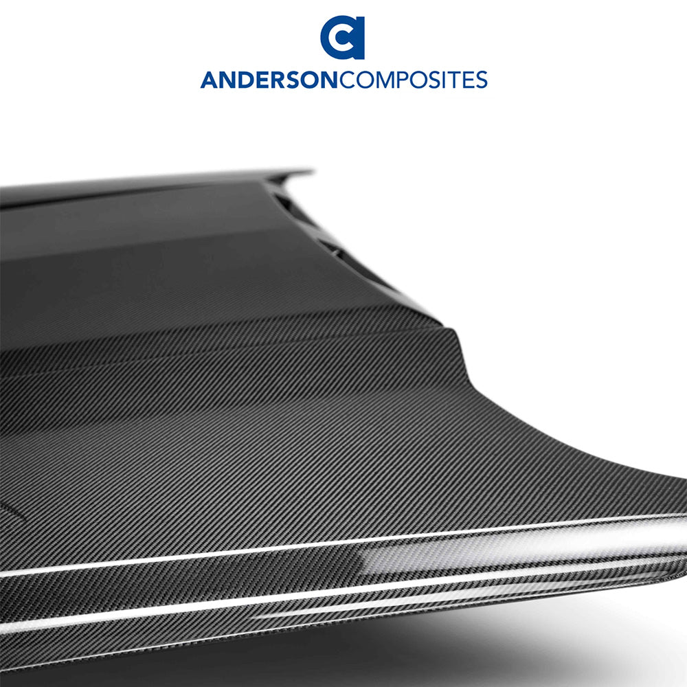 2018-2023年式フォード マスタング用 アンダーソン コンポジッツ ABタイプ カーボンファイバー製ラムエア両面ボンネット Anderson Composites Type-AB Ram Air Double Sided Carbon Fiber Hood For 2018-2023 Ford Mustang (消費税、送料込み)