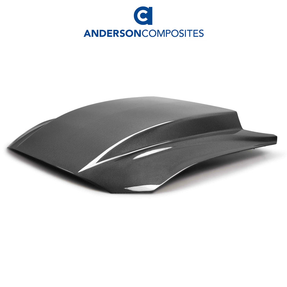 2018-2023年式フォード マスタング用 アンダーソン コンポジッツ CJタイプ カーボンファイバー製4インチカウル両面ボンネット Anderson Composites Type-CJ Double Sided Carbon Fiber 4 Inch Cowl Hood For 2018-2023 Ford Mustang (消費税、送料込み)