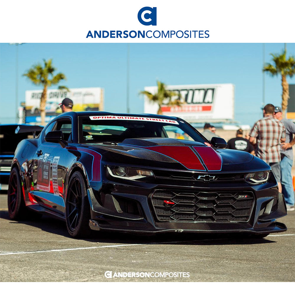 2017-2024年式 シボレー カマロ用 アンダーソン コンポジッツ LEタイプ カーボンファイバー製フロントスプリッター Anderson Composites Type-LE Carbon Fiber Front Splitter For 2017-2024 Chevrolet Camaro ZL1 1LE (消費税、送料込み)