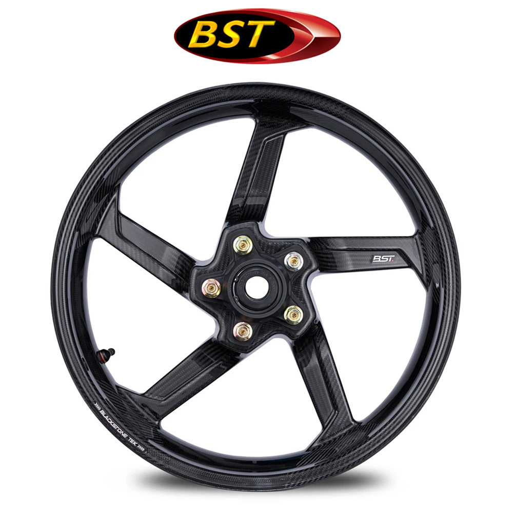 2015-2025年式ヤマハ YZF-R1用 BST スターテック カーボンファイバー製(グロス、艶あり) フロント、リアホイールセット (17x3.5J フロント、17x6J リア) (消費税、送料込み)