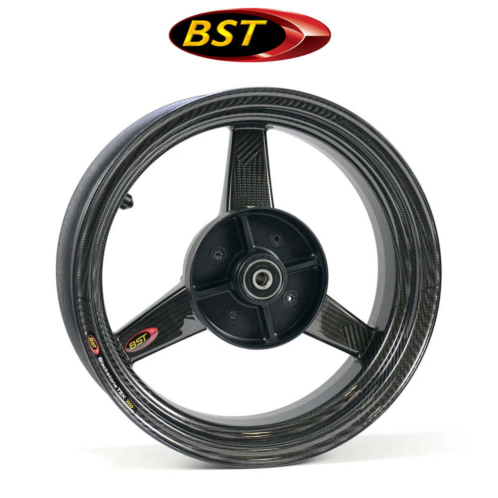 2014-2026年式ホンダ グロム (ABS付きモデル)用 BST トリプルテック カーボンファイバー製(グロス、艶あり) フロント、リアホイール&タイヤセット (12x2.75J フロント、12x3.5J リア) (消費税、送料込み)