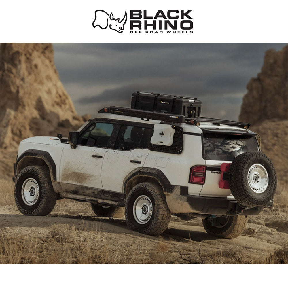 トヨタ ランドクルーザー用ブラックライノ ベイシン 17x8J ET 32 フロント、リア グロスシルバーマシンドフェイス ホイール4本セット Black Rhino BASIN 17X8 6X5.5 106 +32 G-SLV-MCH (消費税、送料込み)