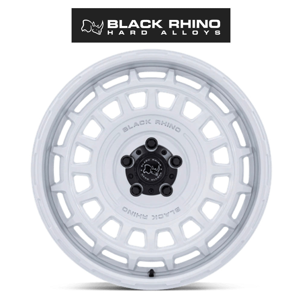 ランドローバー ディフェンダー110 (Land Rover Defender 110)用ブラックライノ エイウォル 20x8.5J グロスホワイト ホイール4本セット Black Rhino Awol BR024 20X8.5 5X120 G-WHT 25MM (送料無料)