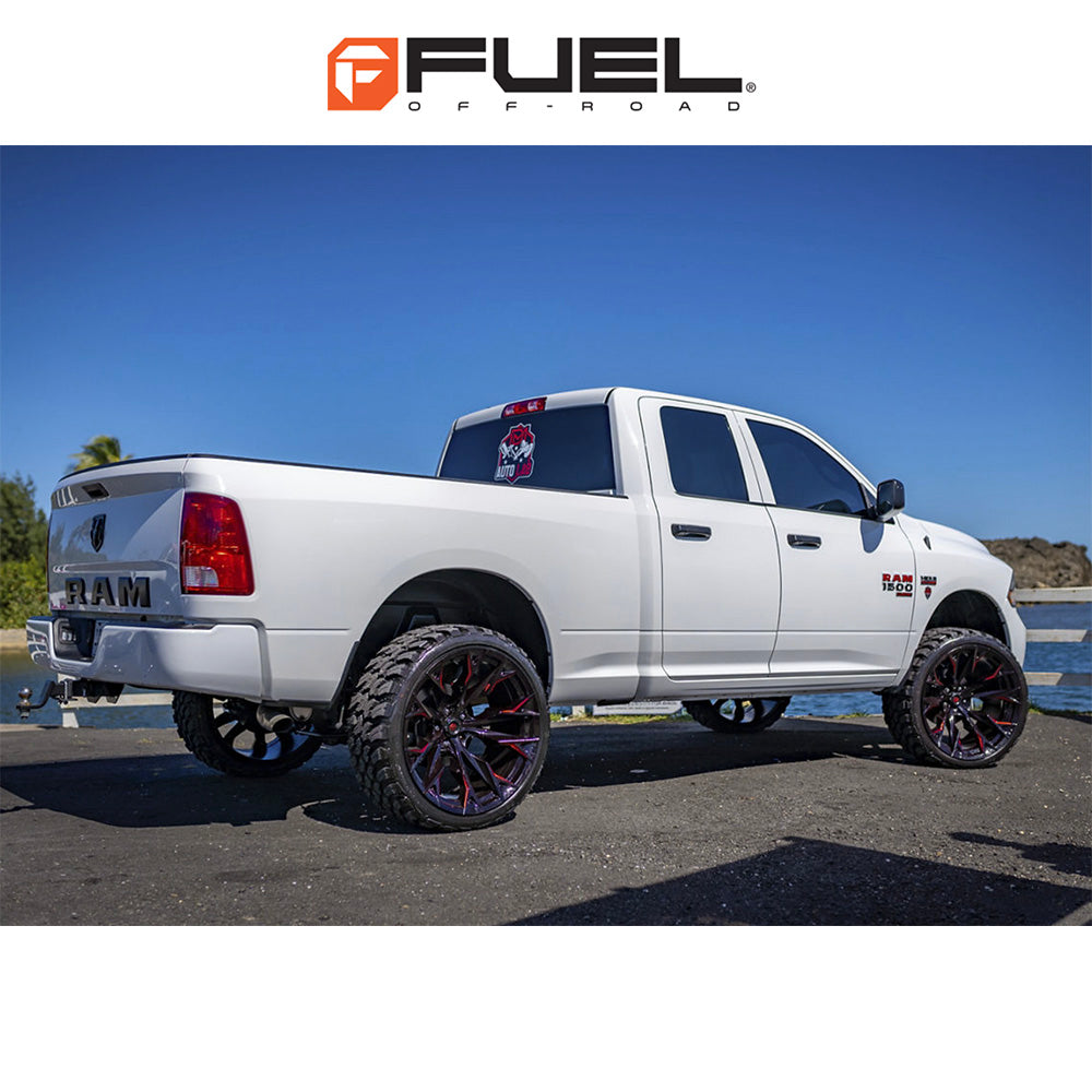 トヨタ ランドクルーザー用 フューエル フレイム 20x9J ET 20 フロント、リア グロスブラックミル(キャンディレッド仕上げ) ホイール4本セット Fuel FLAME 20X9 6X5.5 106 NLQ +20 (消費税、送料込み)