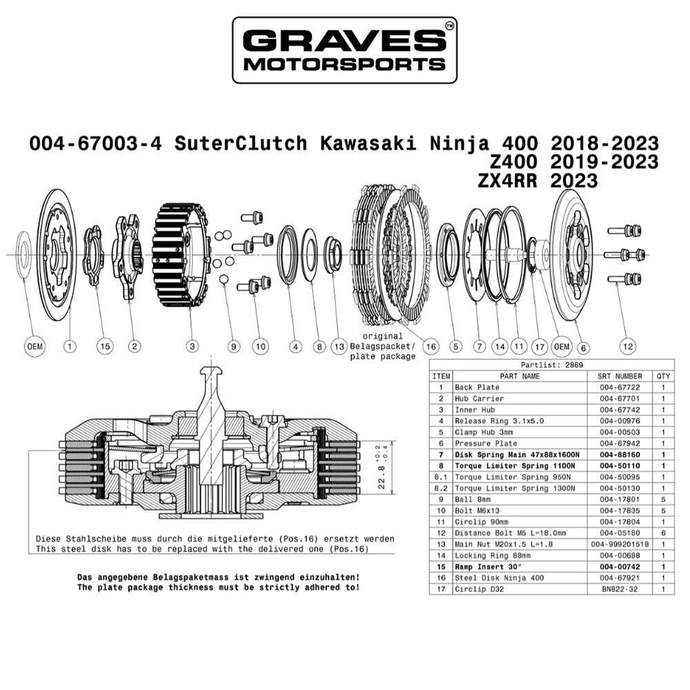 2018 - 2023年式 カワサキ Ninja 400用スータークラッチ SuterClutch Kawasaki Ninja 400 / Ninja 500 / ZX-4RR (消費税、送料込み)