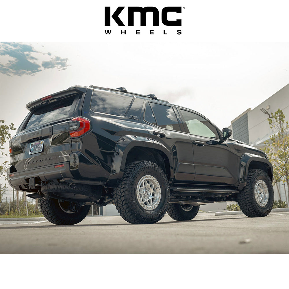 トヨタ ランドクルーザー用 KMC トルクス 17x8.5J ET 25 フロント、リア グロスシルバーマシンドフェイス ホイール4本セット KMC TORX 17X8.5 6X5.5 106 +25 G-SLV MACH-FC (消費税、送料込み)