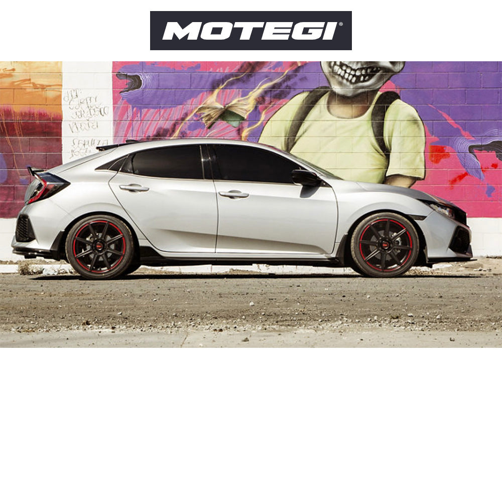 テスラ モデル3 (TESLA Model 3)用 モテギ CS8 18x8J サテンブラック レッドストライプ ホイール4本セット Motegi CS8 MR142 18X8 5X4.5/120 S-BLK RED 35MM (送料無料)