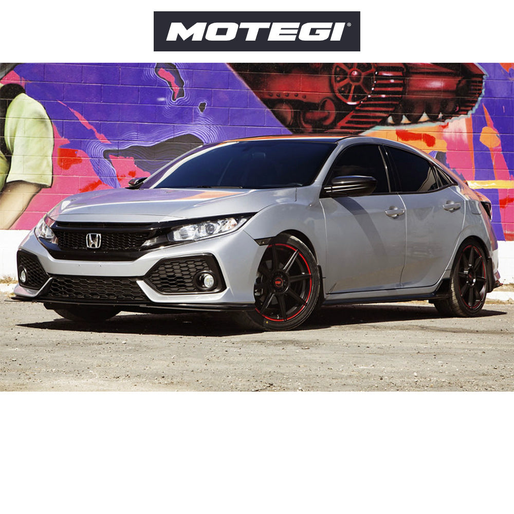 テスラ モデル3 (TESLA Model 3)用 モテギ CS8 18x8J サテンブラック レッドストライプ ホイール4本セット Motegi CS8 MR142 18X8 5X4.5/120 S-BLK RED 35MM (送料無料)