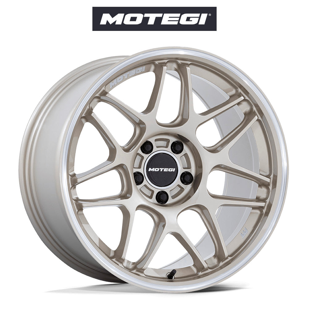 テスラ モデル3 (TESLA Model 3)用 モテギ MR158 ツバキ 18x8.5J レーシングゴールド マシンドリップ ホイール4本セット Motegi Tsubaki MR158 18X8.5 5X4.5 MOT-GLD MCH 35MM (送料無料)