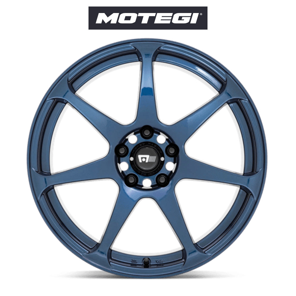 テスラ モデル3 (TESLA Model 3)用 モテギ バトル 18x9.5J ミッドナイトブルー ホイール4本セット Motegi Battle MR154 18X9.5 5X4.5 MN-BLUE 38MM (送料無料)