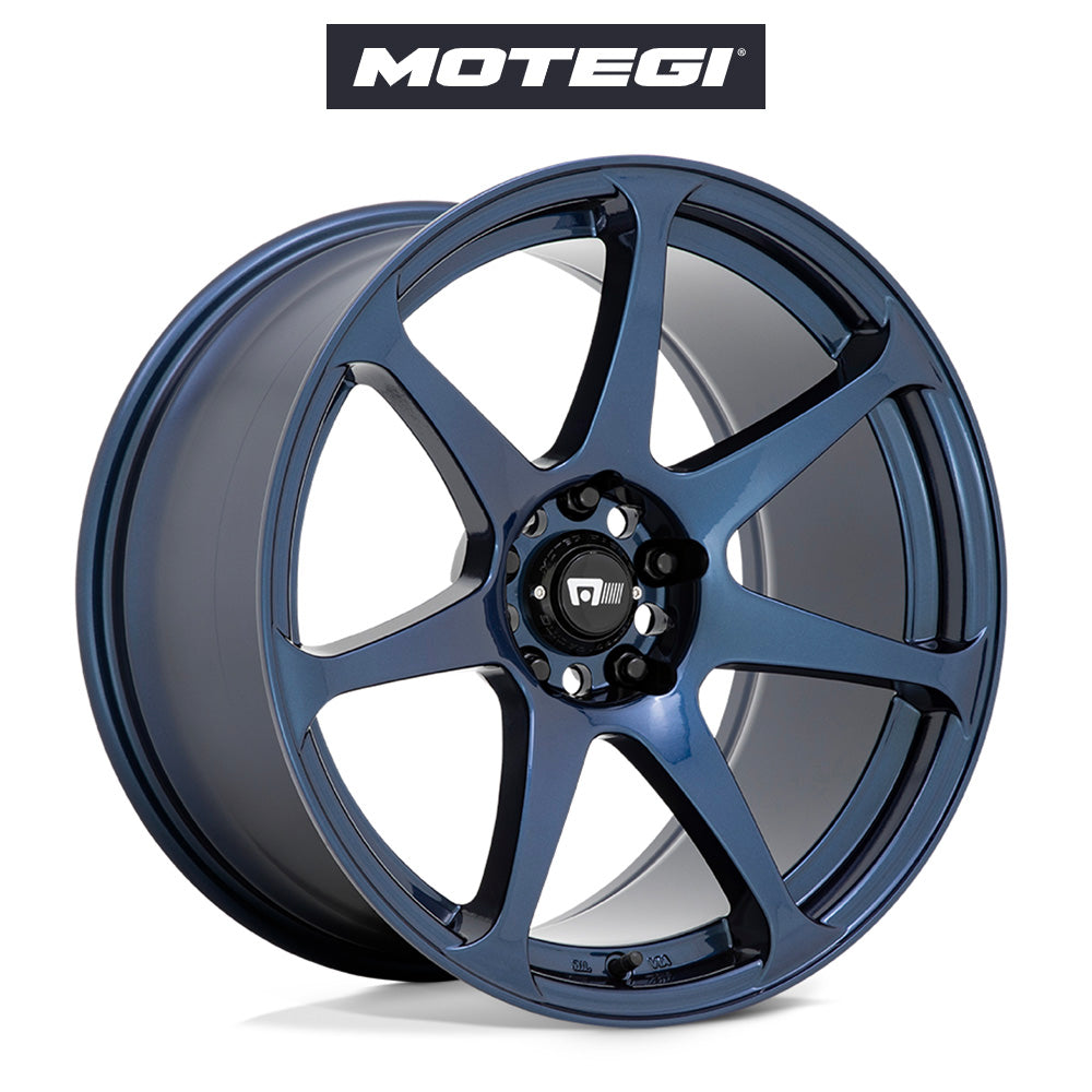 テスラ モデル3 (TESLA Model 3)用 モテギ バトル 18x9.5J ミッドナイトブルー ホイール4本セット Motegi Battle MR154 18X9.5 5X4.5 MN-BLUE 38MM (送料無料)