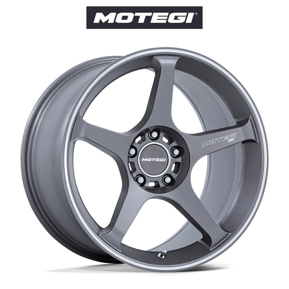 テスラ モデル3 (TESLA Model 3)用 モテギ バトル V 18x9.5J グレーマシンドストライプ ホイール4本セット Motegi Battle V MR159 18X9.5 5X4.5 GZA-MCH 38MM (送料無料)
