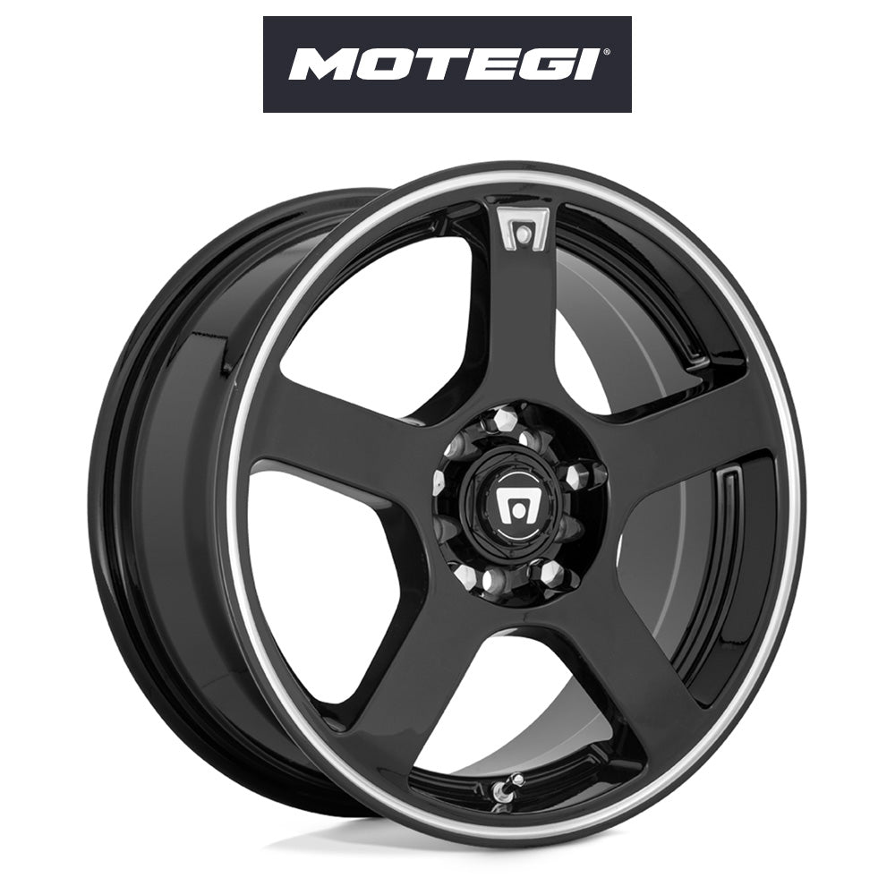 トヨタ GR86 (Toyota GR86)用 モテギ レーシング MR116 17x7J ET 40 フロント&リア グロスブラック(艶あり) マシンドフランジ ホイール4本セット Motegi MR116 17X7 5X100/4.5 G-BLK +40MM (送料無料)