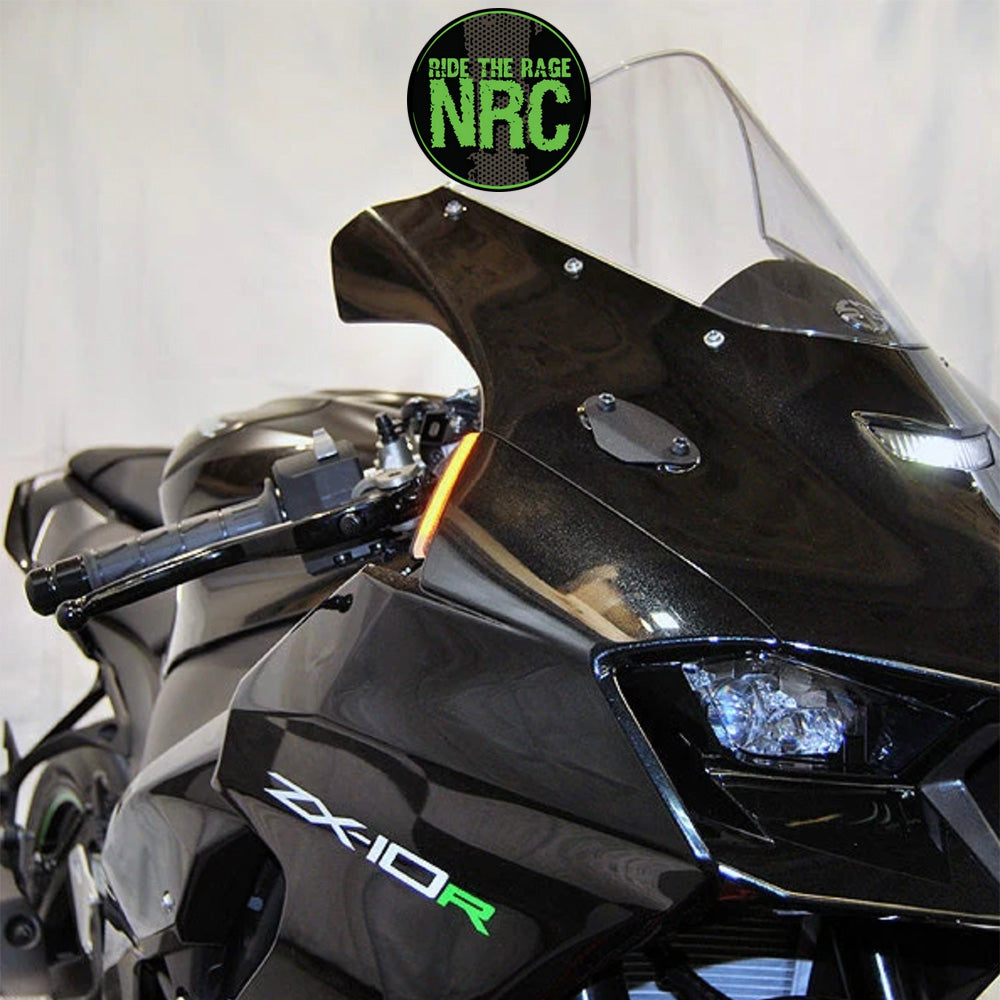 2020年から現行年式モデル カワサキ Ninja ZX-10R用 NRC ニューレイジサイクル LEDフロントターンシグナルキット (ミラーカバー付き) KAWASAKI ZX-10R FRONT TURN SIGNALS (2020-PRESENT) (送料無料)