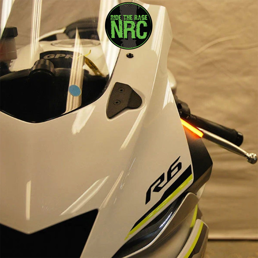 2017年から2023年式モデル ヤマハ YZF-R6用 NRC ニューレイジサイクル LEDフロントターンシグナルキット (ミラーブロックオフ付き) YAMAHA R6 FRONT TURN SIGNALS (2017-2023) (送料無料)