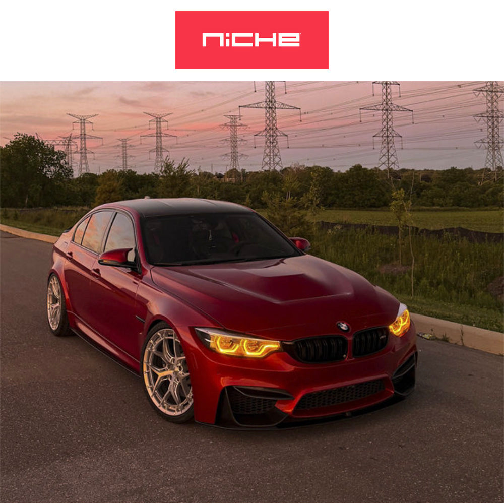 BMW M3用 ニッチ リビエラ 20x9J ET 27 フロント、20x10.5J ET 38 リア グロスシルバーブラッシュドフェイス フリーフォームホイール4本セット (消費税、送料込み)