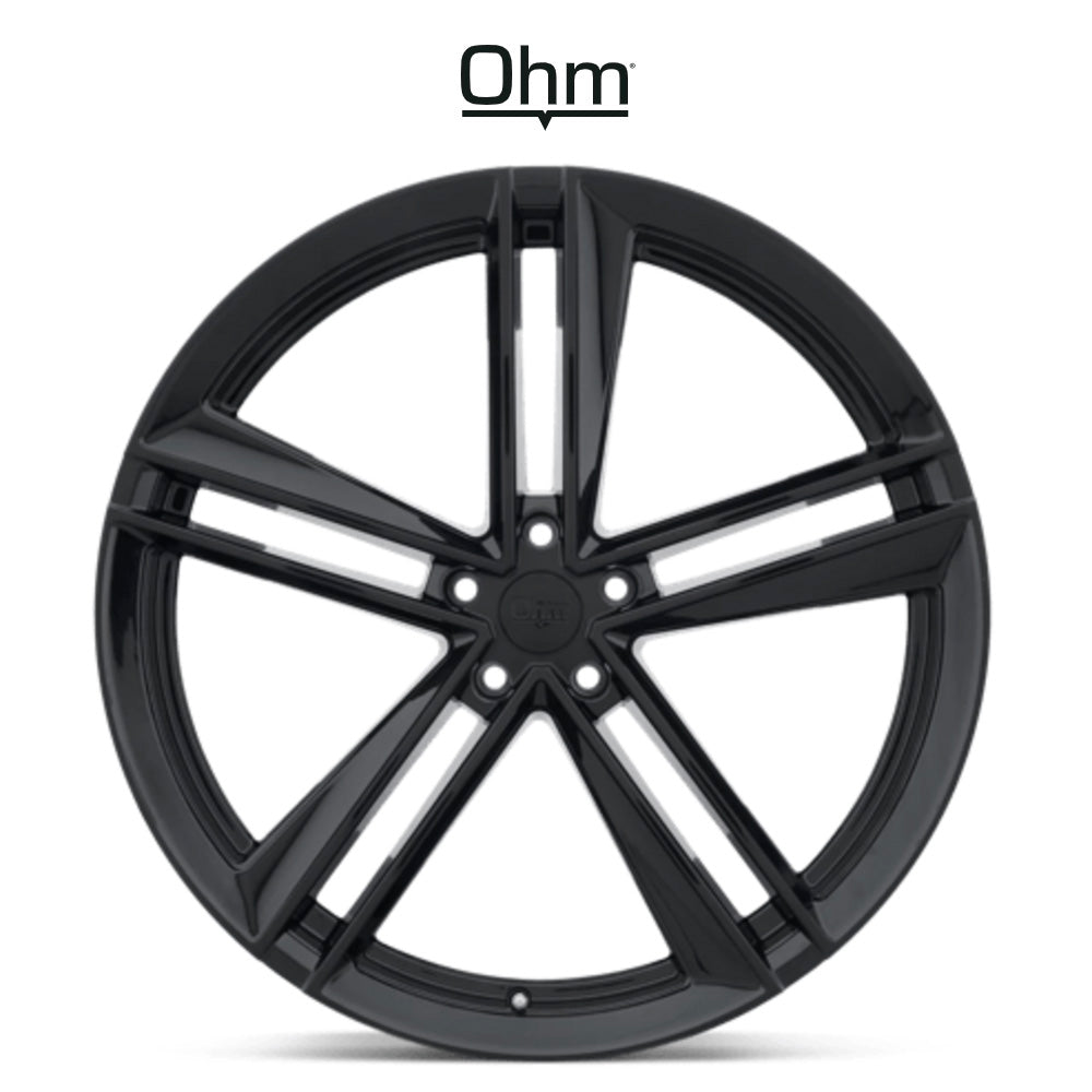 テスラ モデル3 (TESLA Model 3)用 OHM ライトニング 18x8.5J グロスブラック ホイール4本セット OHM Lightning OMLTG 18X8.5 5X120 G-BLK 30MM (送料無料)