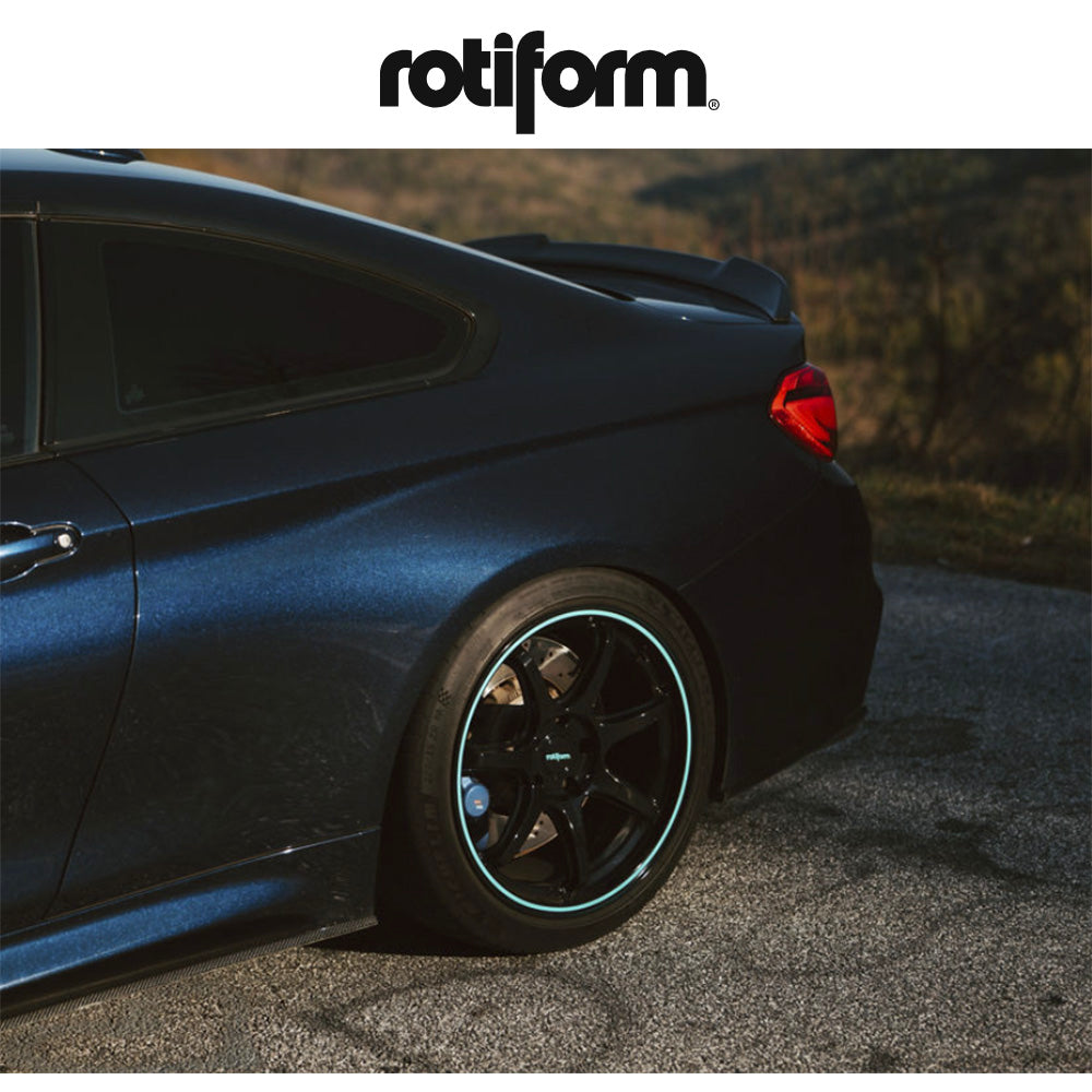 アウディ A4(Audi A4)用 ロティフォーム BPU 19x8.5J ET 25 フロント&リア グロスブラック、ティールストライプ ホイール4本セット Rotiform BPU 19X8.5 5X112 66 +25 G-BLK TL STR (送料無料)