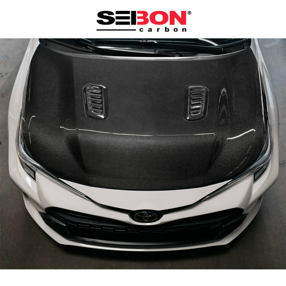2023-2025年式トヨタ GRカローラ用 セイボンカーボン 純正スタイル カーボンファイバー製ボンネット Seibon Carbon OEM-Style Double-Sided Carbon Fiber Hood For 2023-2025 Toyota GR Corolla (消費税、送料込み)