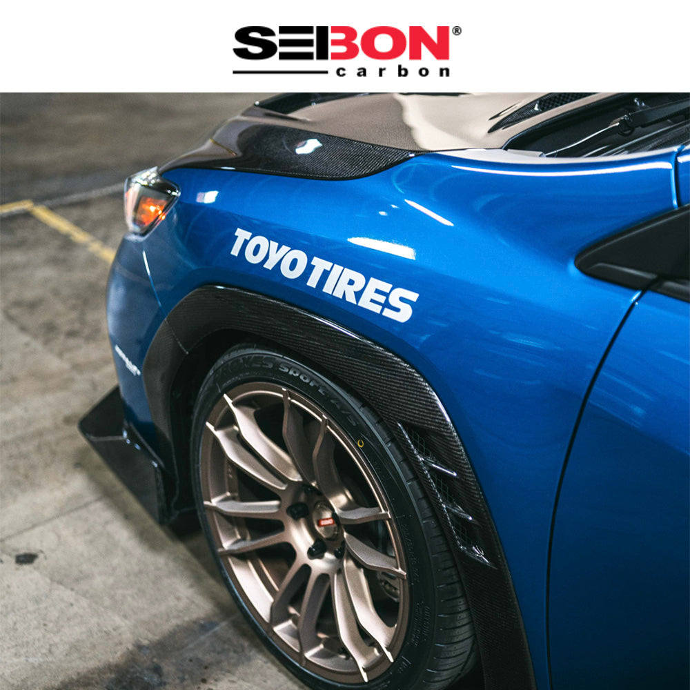 2022-2025年式 スバル WRX用 セイボンカーボン カーボンファイバー製フロントフェンダートリムセット Seibon Carbon Carbon Fiber Front Fender Trim For 2022-2025 Subaru WRX (送料無料)