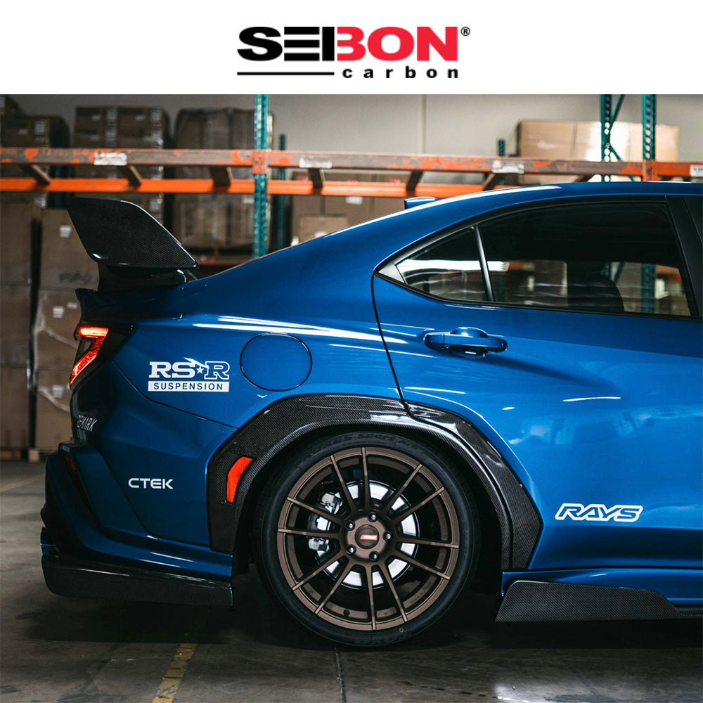 2022-2025年式 スバル WRX用 セイボンカーボン カーボンファイバー製リアフェンダートリムセット Seibon Carbon Carbon Fiber Rear Fender Trim For 2022-2025 Subaru WRX(送料無料)