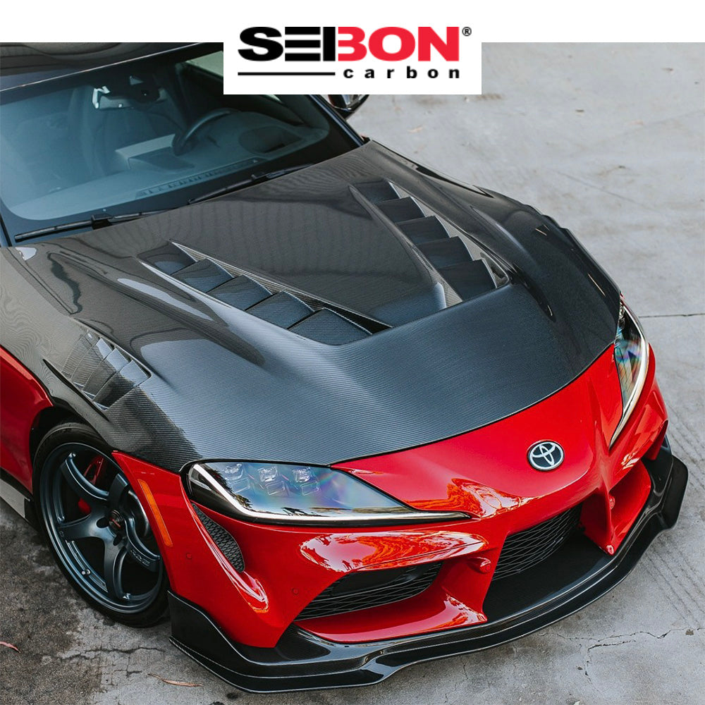 2020-2024年式 トヨタ スープラ用 セイボンカーボン ダブルサイドカーボンファイバー TVスタイル ボンネット Seibon Carbon TV-Style Double Sided Carbon Fiber Hood For 2020-2024 Toyota GR Supra (送料無料)