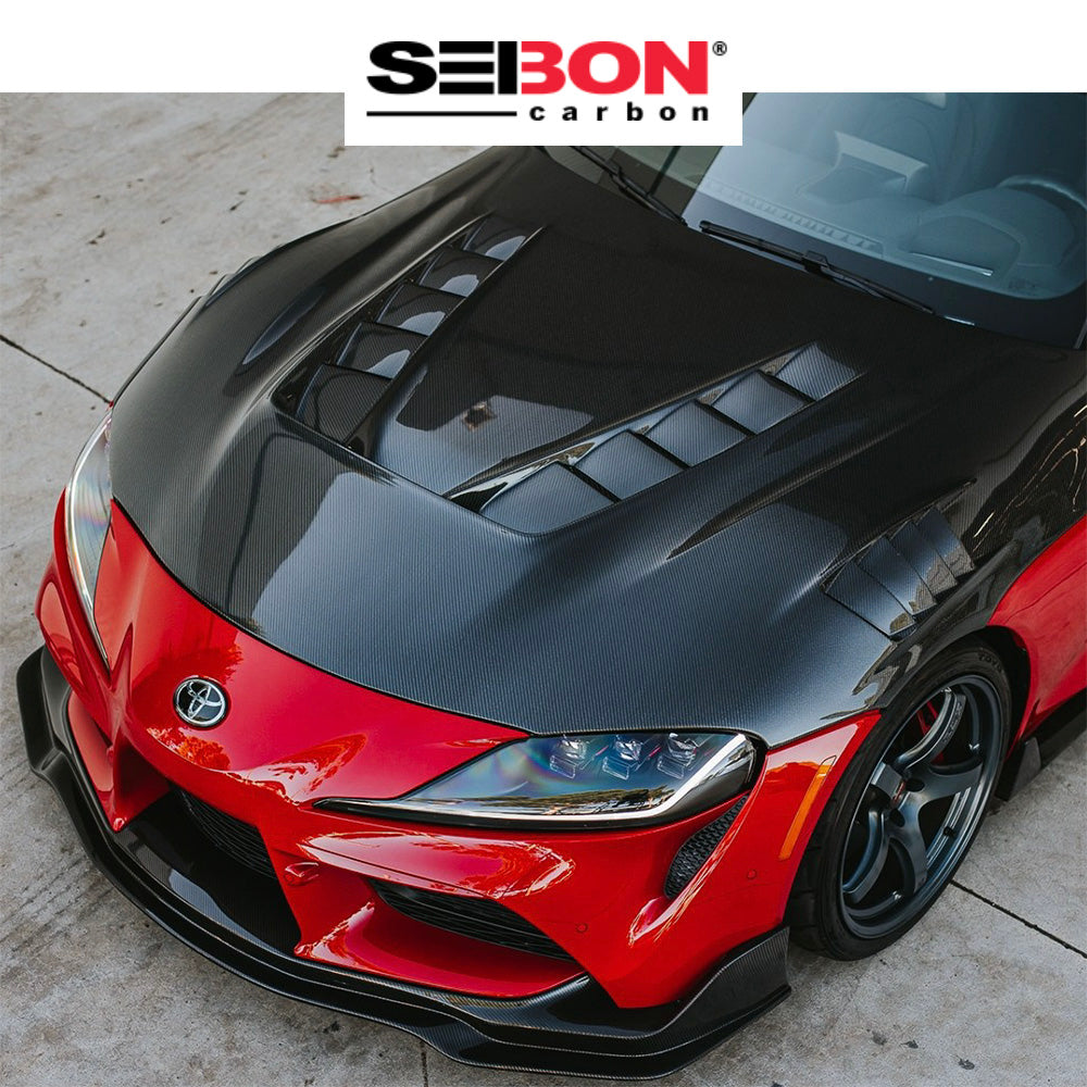 2020-2024年式 トヨタ スープラ用 セイボンカーボン ダブルサイドカーボンファイバー TVスタイル ボンネット Seibon Carbon TV-Style Double Sided Carbon Fiber Hood For 2020-2024 Toyota GR Supra (送料無料)