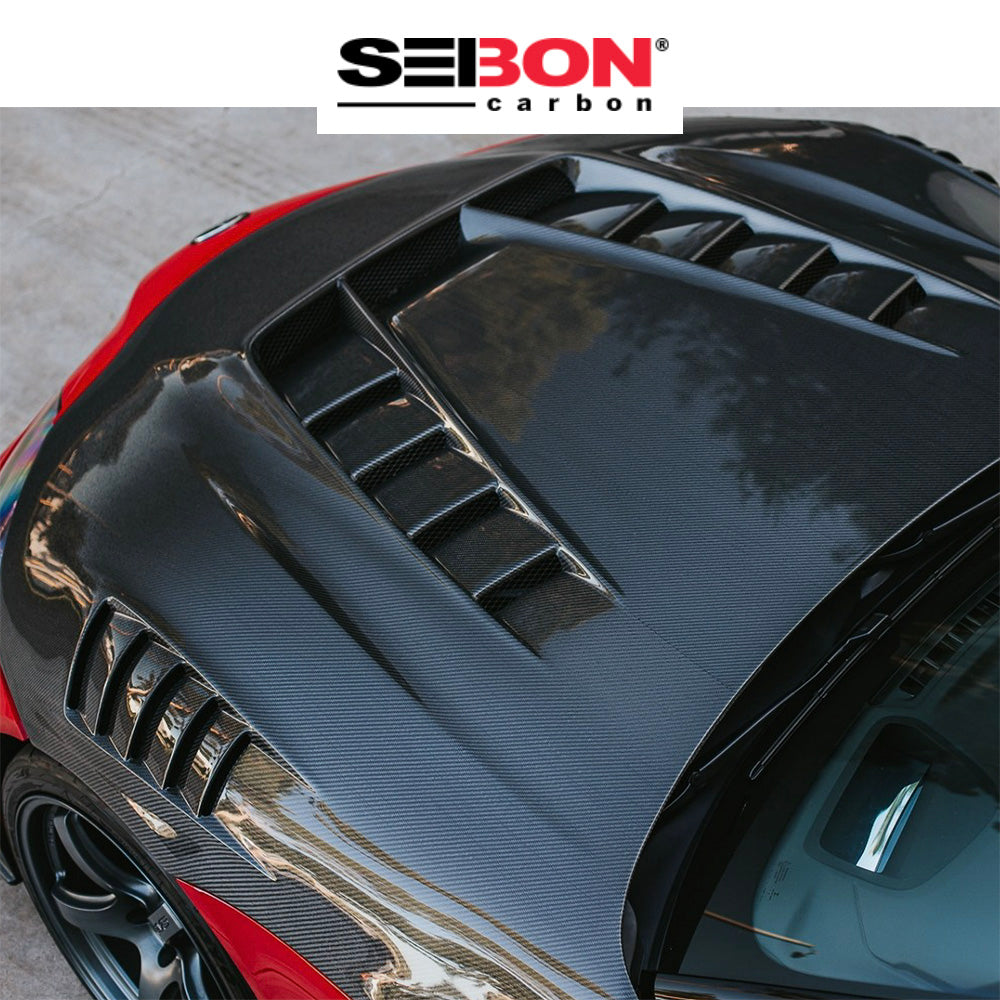 2020-2024年式 トヨタ スープラ用 セイボンカーボン ダブルサイドカーボンファイバー TVスタイル ボンネット Seibon Carbon TV-Style Double Sided Carbon Fiber Hood For 2020-2024 Toyota GR Supra (送料無料)