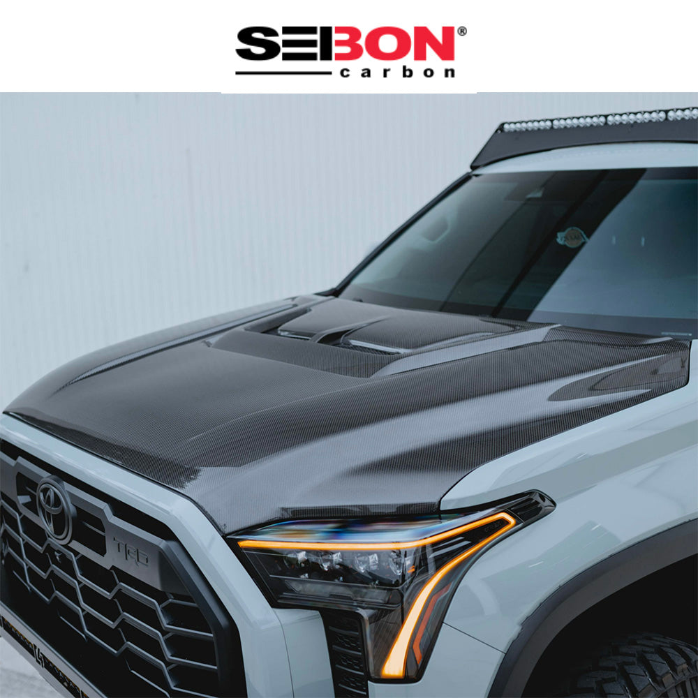 2022-2024年式 トヨタ タンドラ用 セイボンカーボン カーボンファイバー RRスタイル ボンネット Seibon Carbon RR-Style Carbon Fiber Hood For 2022-2024 Toyota Tundra / 2023-2024 Toyota Sequoia (送料無料)