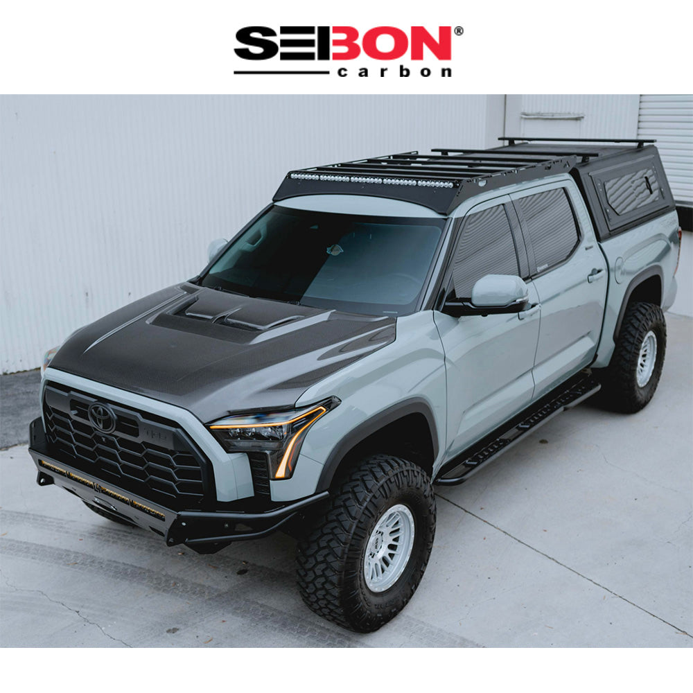 2022-2024年式 トヨタ タンドラ用 セイボンカーボン カーボンファイバー RRスタイル ボンネット Seibon Carbon RR-Style Carbon Fiber Hood For 2022-2024 Toyota Tundra / 2023-2024 Toyota Sequoia (送料無料)