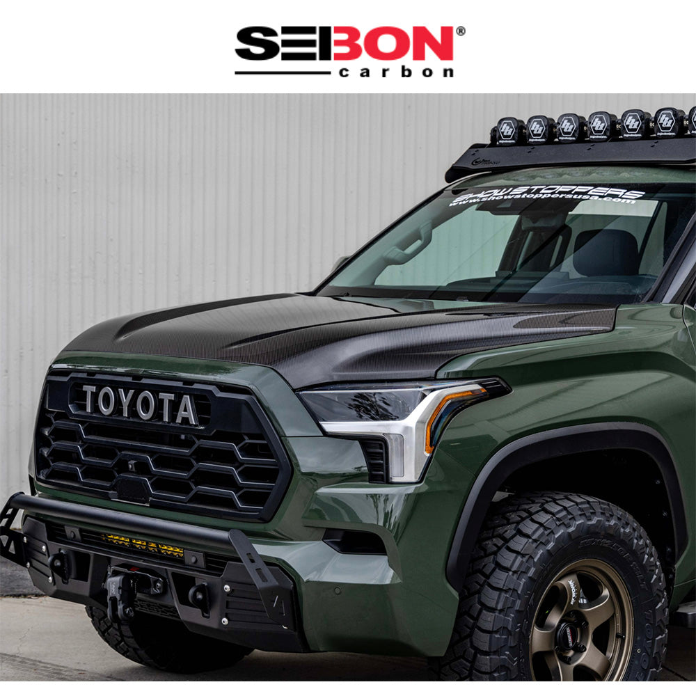 2022-2024年式 トヨタ タンドラ用 セイボンカーボン カーボンファイバー OEMスタイル ボンネット Seibon Carbon OEM-Style Carbon Fiber Hood For 2022-2024 Toyota Tundra / 2023-2024 Toyota Sequoia (送料無料)