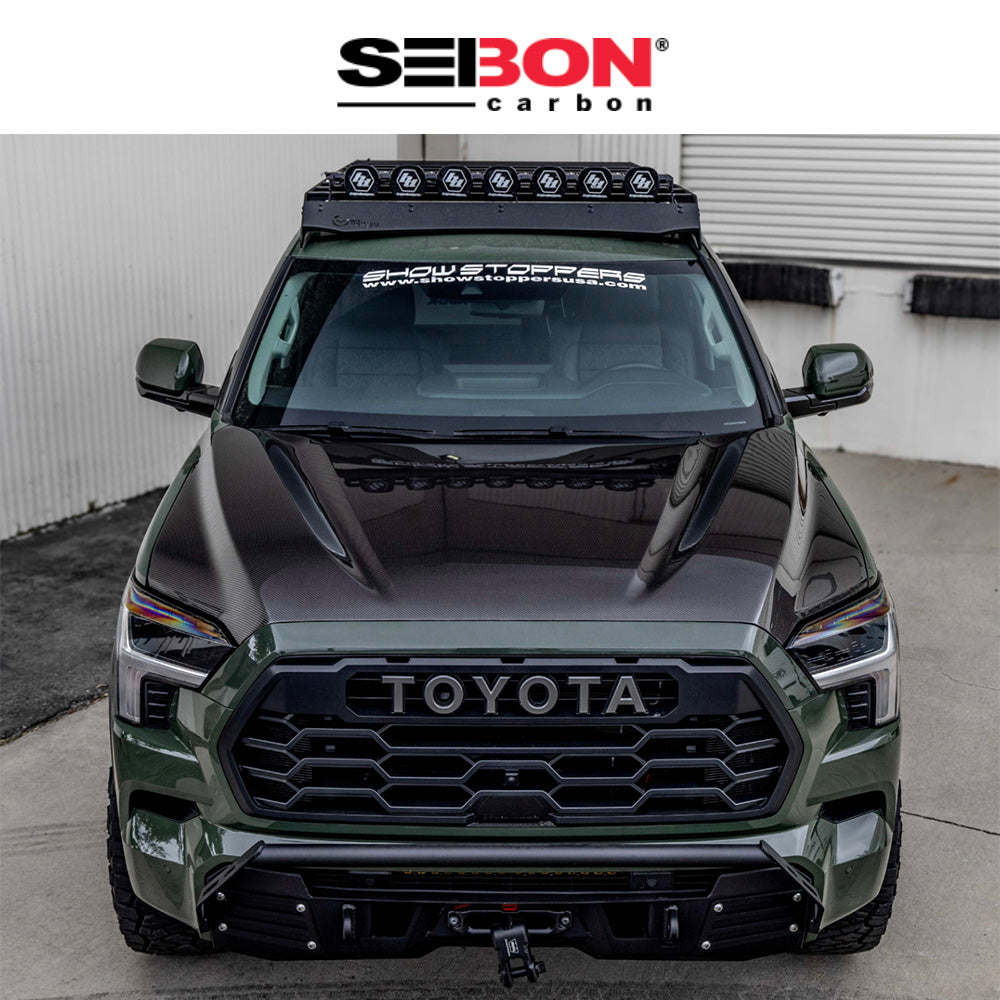 2022-2024年式 トヨタ タンドラ用 セイボンカーボン カーボンファイバー OEMスタイル ボンネット Seibon Carbon OEM-Style Carbon Fiber Hood For 2022-2024 Toyota Tundra / 2023-2024 Toyota Sequoia (送料無料)