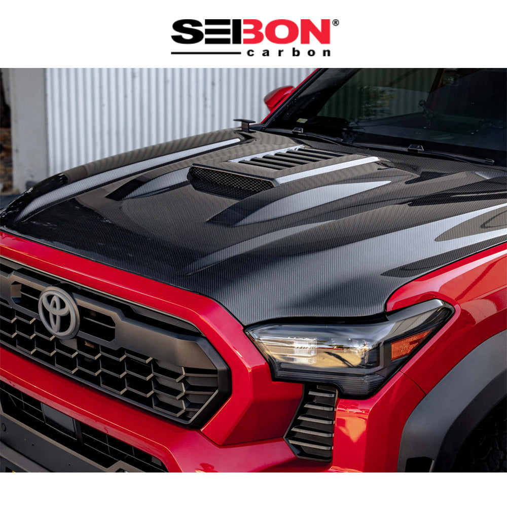 2024-2025年式 トヨタ タコマ用 セイボンカーボン カーボンファイバー TRスタイル ボンネット Seibon Carbon TR-Style Carbon Fiber Hood For 2024-2025 Toyota Tacoma / 2025 Toyota 4Runner (送料無料)