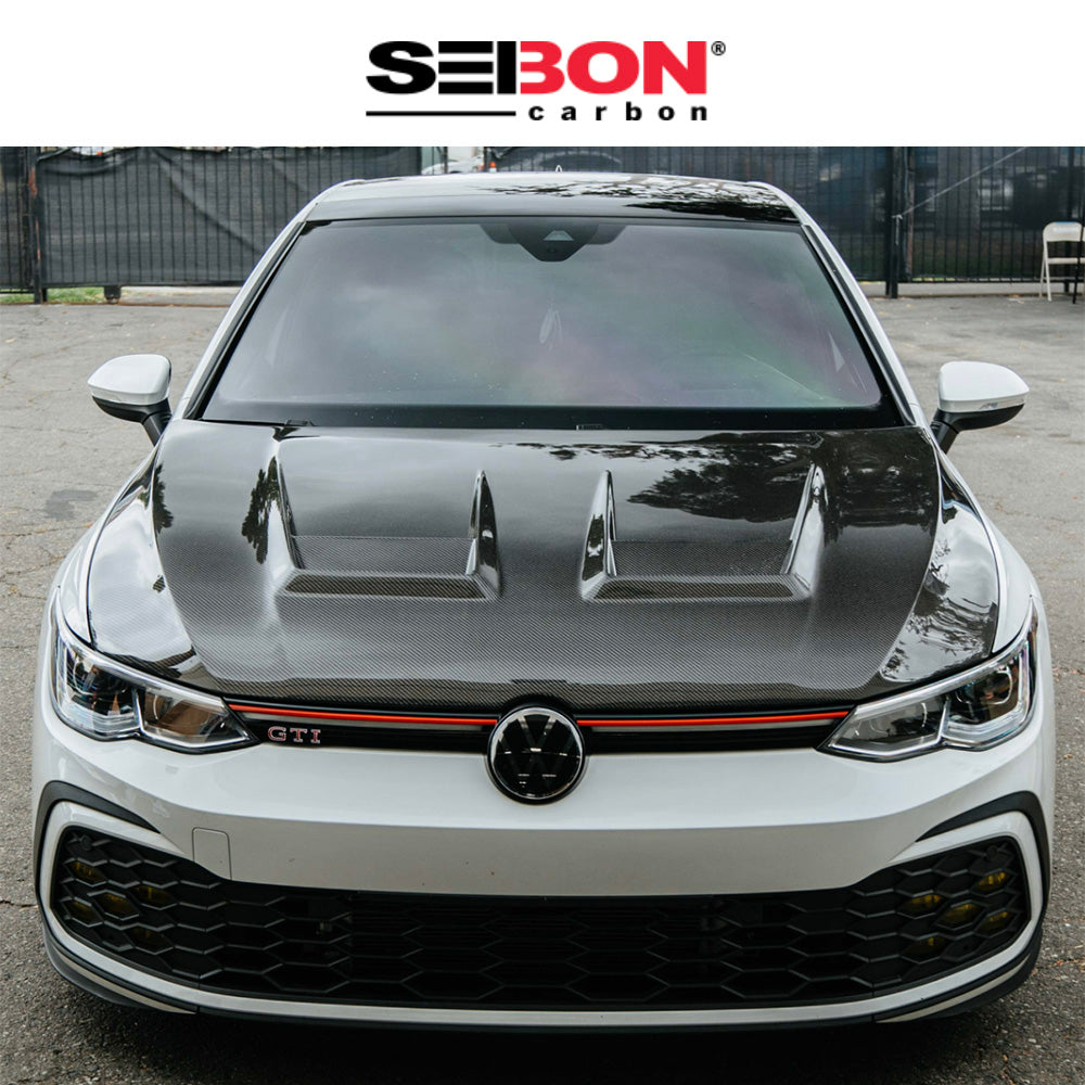 2022-2024年式 フォルクスワーゲン ゴルフR用 セイボンカーボン DVスタイル カーボンファイバー製ボンネット Seibon Carbon DV-Style Carbon Fiber Hood For 2022 VW Golf MK8 (消費税、送料込み)