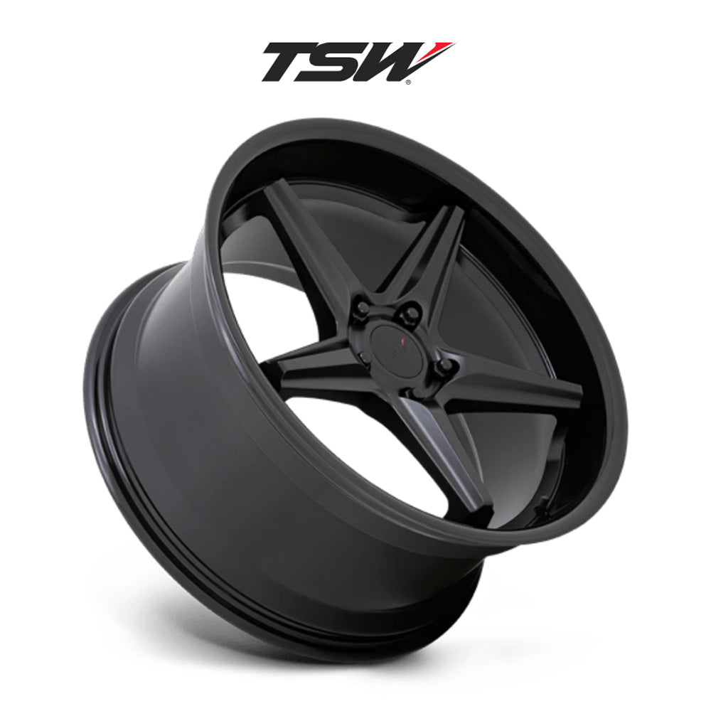 BMW X5用 TSW ローンチ 19x8.5J マットブラックグロスブラックリップ ホイール4本セット TSW Launch TWLCH 19X8.5 5X112 M-BLK G-BLK-LP 32MM (送料無料)