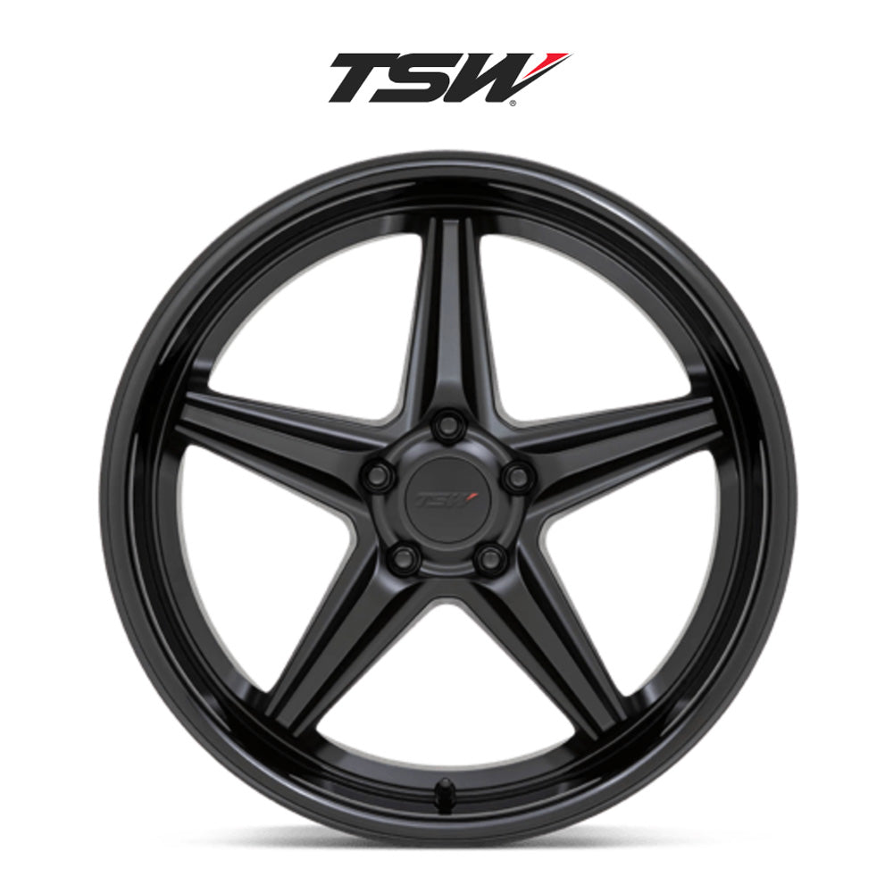 BMW X5用 TSW ローンチ 19x8.5J マットブラックグロスブラックリップ ホイール4本セット TSW Launch TWLCH 19X8.5 5X112 M-BLK G-BLK-LP 32MM (送料無料)