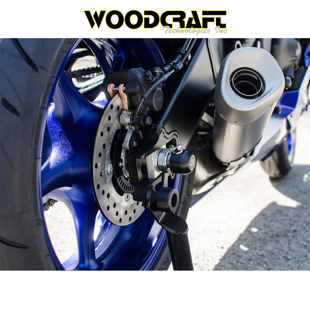 2017-2025年式 ホンダ CBR1000RR用 ウッドクラフト製 パック付きフレームスライダーキット Woodcraft 45-0449R Yamaha R6,R6S,R9,FZ1,MT-09 and Honda CBR1000RR Rear Axle Slider Kit (消費税、送料込み)