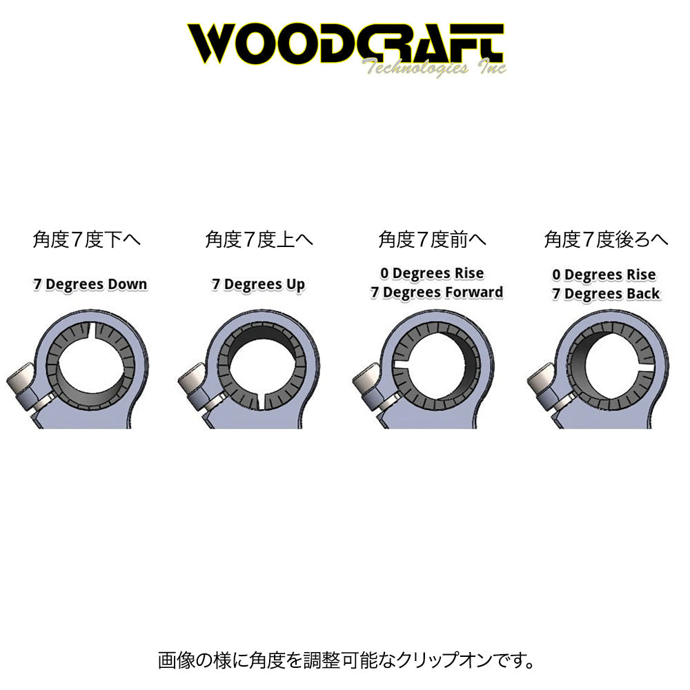 2019-2025年式 ヤマハYZF-R3用 ウッドクラフト製サイドマウント 35mm ライズ 角度調節可能 クリップオンライザー 11インチ(305mm)ハンドルバー2本付き Woodcraft Yamaha R3 Side Mount 35mm Rise Adjustable Angle Clipon Risers w/ 11in Bars (消費税、送料込み)