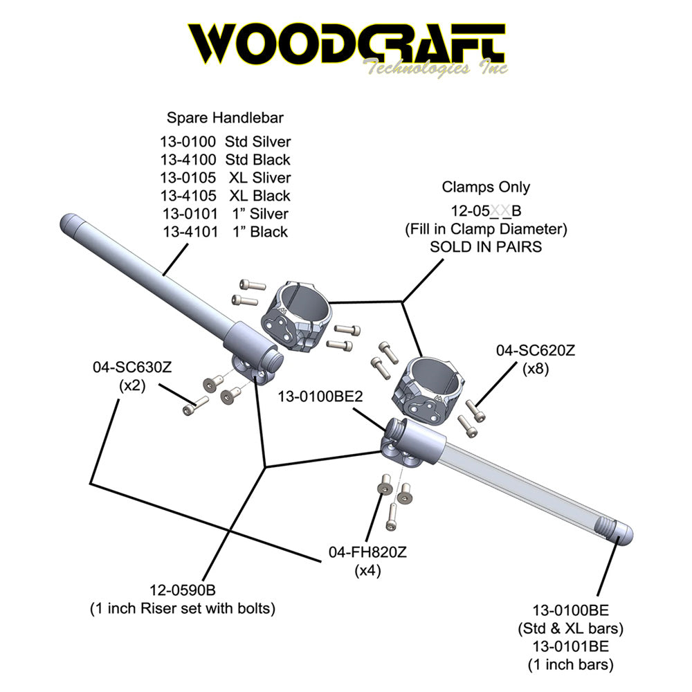 2011-2015年式 ホンダ CBR250R用 ウッドクラフト製25mm ライザークリップオン(37mmクランプ) Woodcraft Riser Clip ons for Honda CBR250R 37mm Clamp (消費税、送料込み)