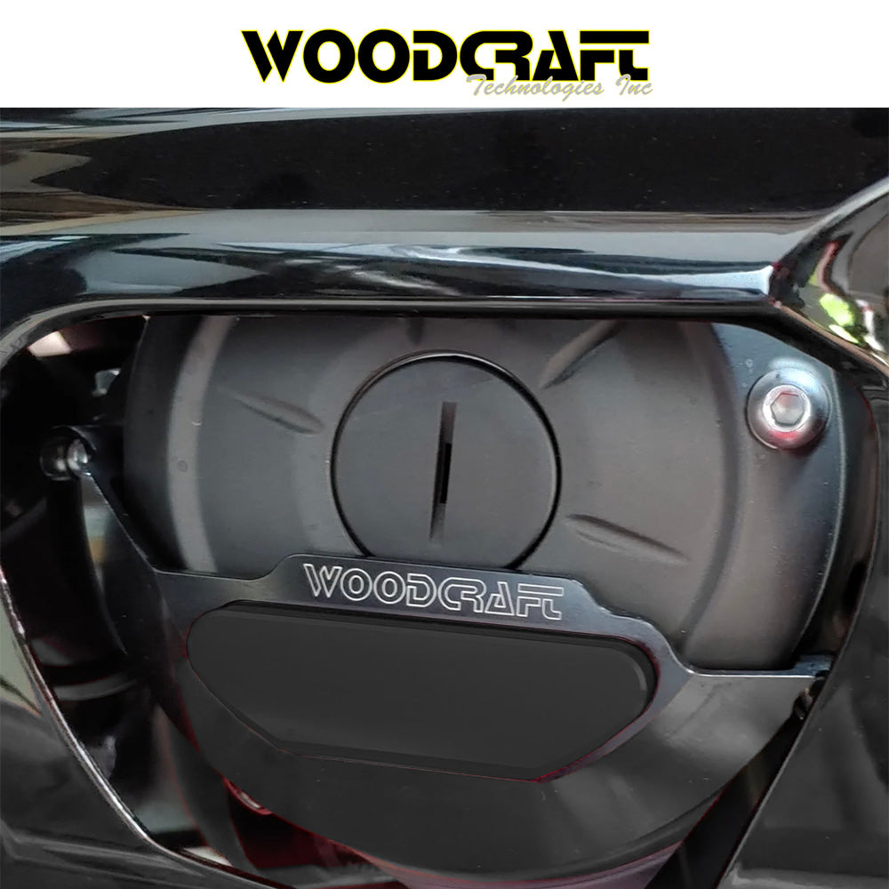 2015-2024年式 ヤマハYZF-R3用 ウッドクラフト製スキッドプレート付きステーターカバープロテクター Woodcraft 60-0403LCB Yamaha R3 LHS Stator Cover Protector w/ Skid Plate (消費税、送料込み)