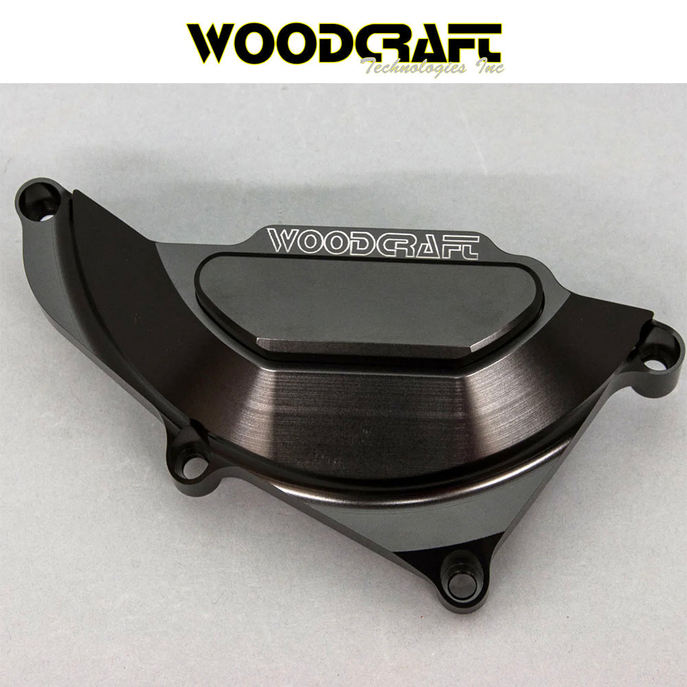 2015-2024年式 ヤマハYZF-R3用 ウッドクラフト製スキッドプレート付きステーターカバープロテクター Woodcraft 60-0403LCB Yamaha R3 LHS Stator Cover Protector w/ Skid Plate (消費税、送料込み)