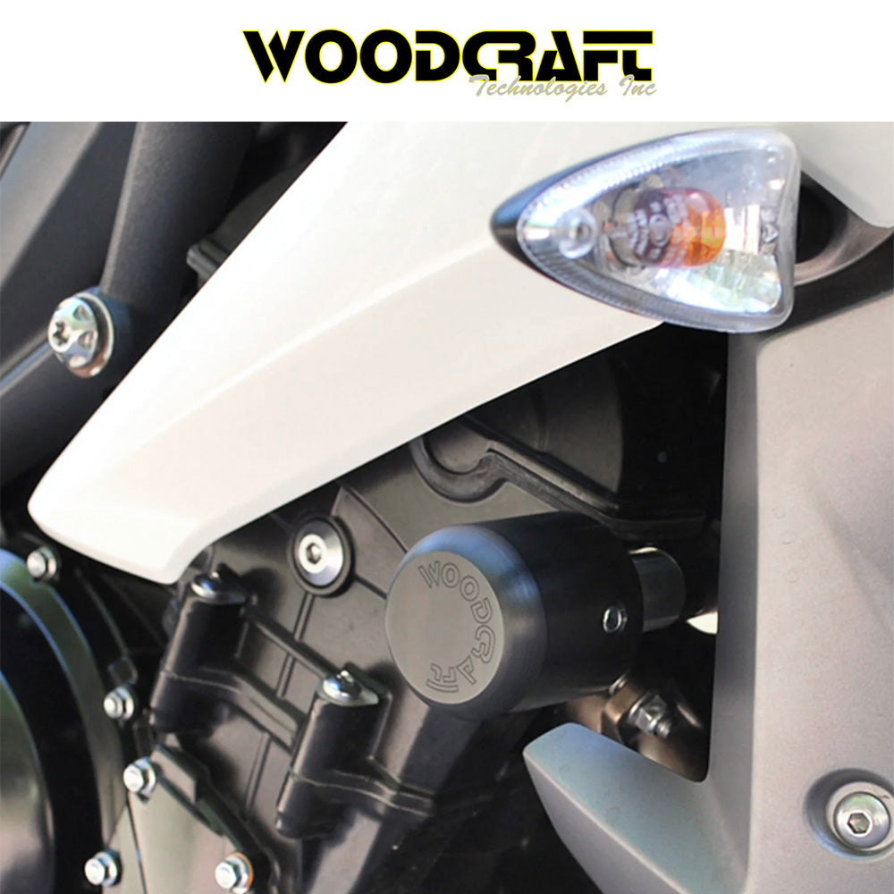 2013-2017年式トライアンフ デイトナ675用 ウッドクラフト製 パック付きフレイムスライダーキット Woodcraft 50-0502 Triumph Daytona 675 / Street Triple 675 2013-17, Street Triple 765 RS Frame Slider Kit with pucks (消費税、送料込み)