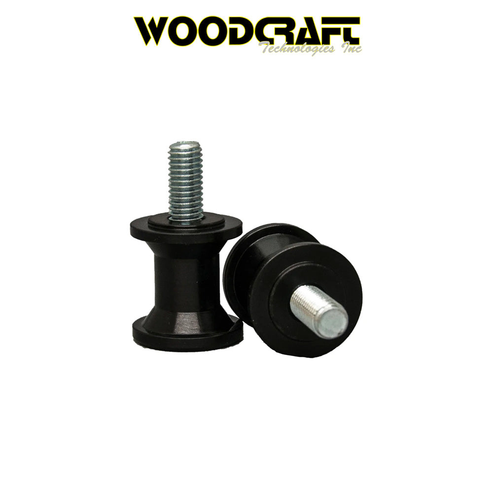 1999年から2024年式モデル スズキ SV650用 ウッドクラフト製8mmスイングアームスプールセット(ブラック) Woodcraft 27-0800 8mm Swingarm Spools (消費税、送料込み)